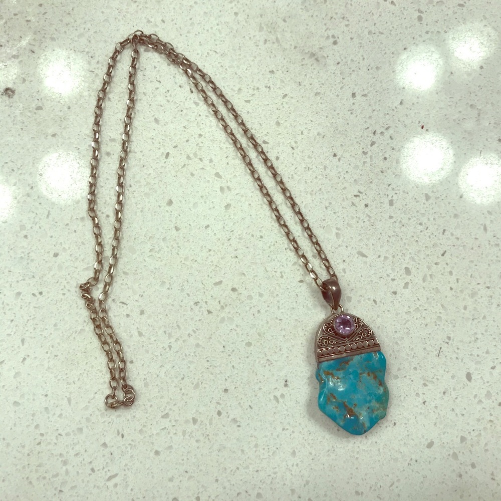 Turquoise & silver Amethyst necklace